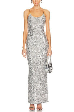 Olivia Embellished Black And Gunmetal Nelle Maxi Size 0 Dress